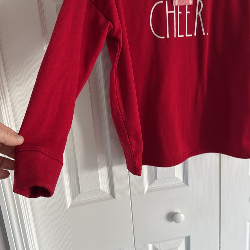 NWT Rae Dunn Women's CHEER Red Sweatshirt- Preowned Rae Dunn Red Joggers Set- L - Picture 5 of 16
